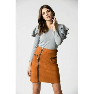 Haute Rogue NEW Faux-Suede Zipper Skirt Medium